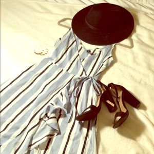 Striped maxi wrap dress